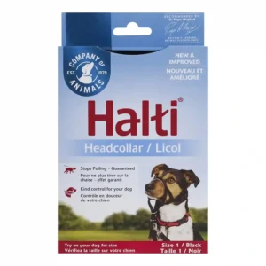 Halti dog headcollar packaging front view.