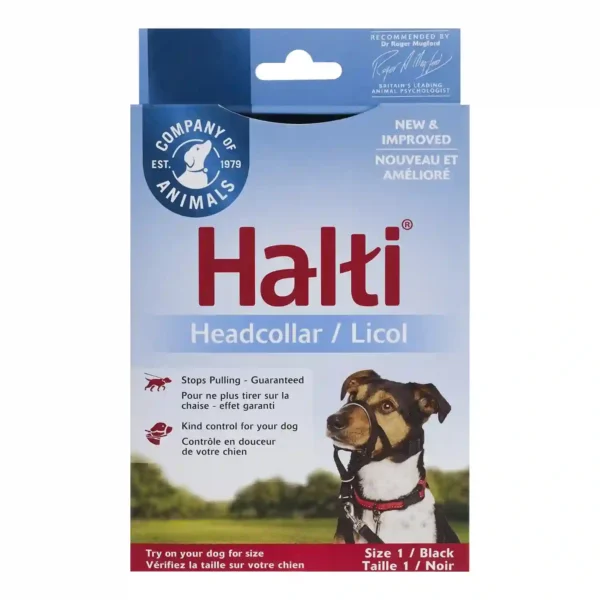 Halti dog headcollar packaging front view.