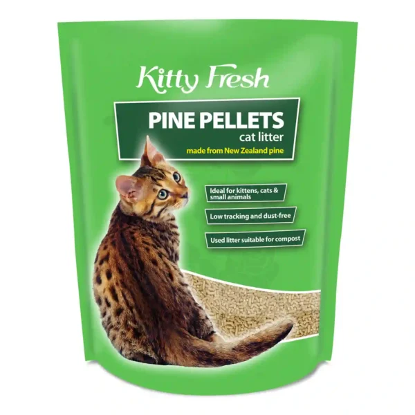 Kitty Fresh pine pellets cat litter packaging
