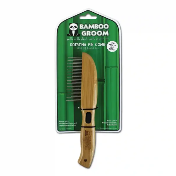 Bamboo pet grooming rotating pin comb packaging