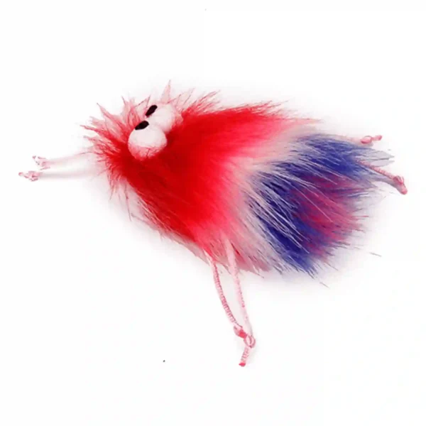 Red and blue fluffy cat toy
