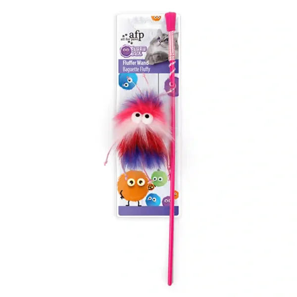 Colorful cat toy with fluffy creature