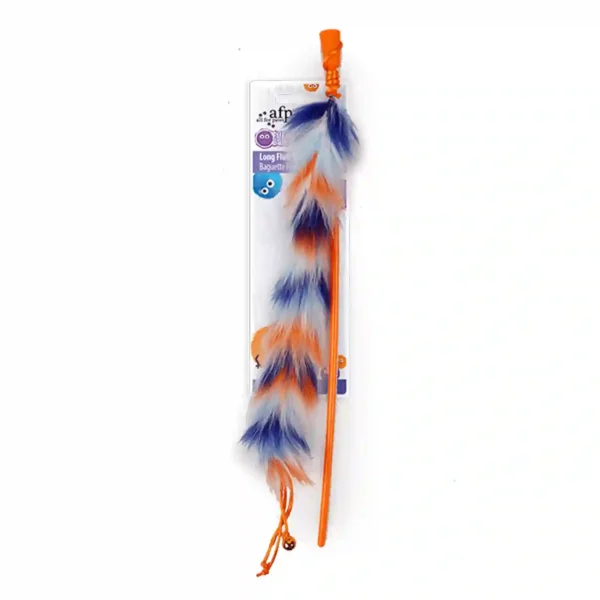 Colorful cat feather toy on stick