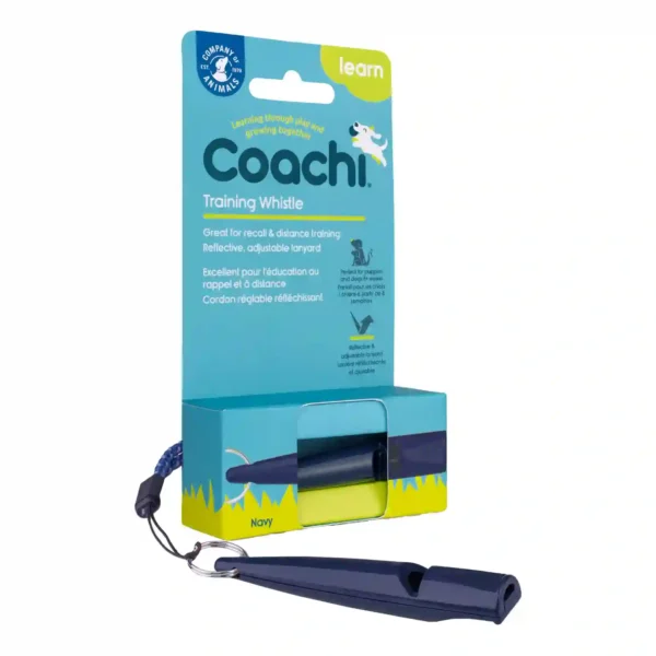 Coachi training whistle with adjustable lanyard.