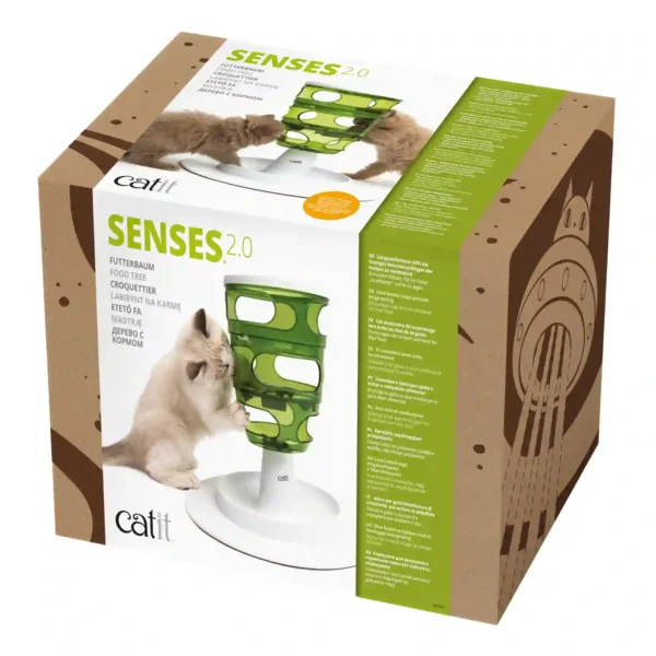 Catit Senses 2.0 interactive cat food tree box.