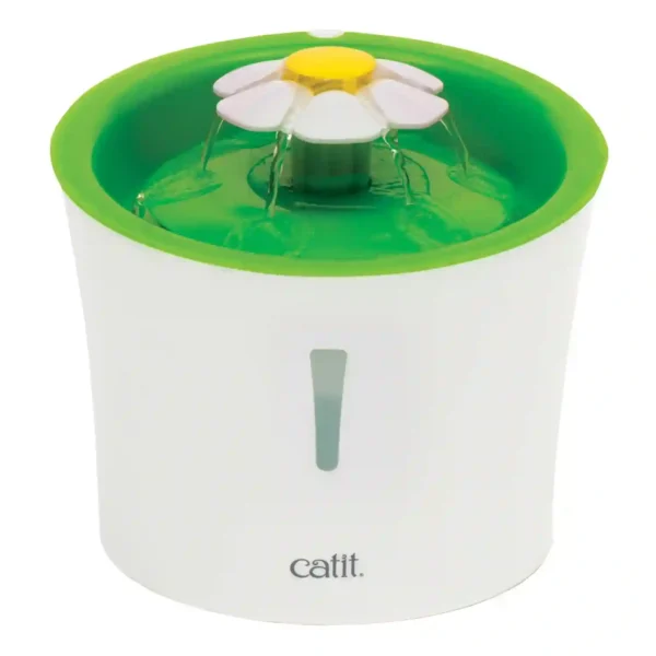 Cat water fountain with flower design.