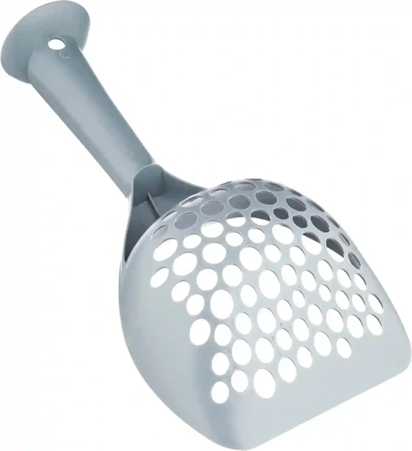 Gray scooper with holes for easy sifting