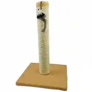Cat scratching post with sisal rope and toy.