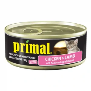 Primal kitten food, chicken and lamb flavor.
