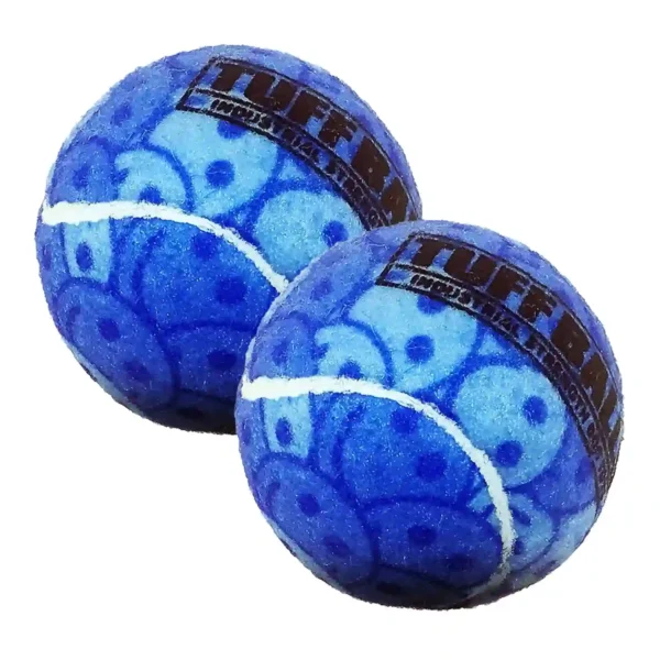Blue patterned tennis balls for dogs