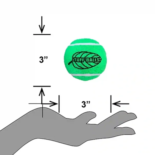 3-inch green ball balanced on hand