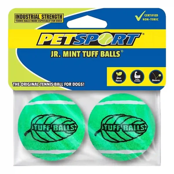 Mint-flavored durable dog tennis balls, two-pack