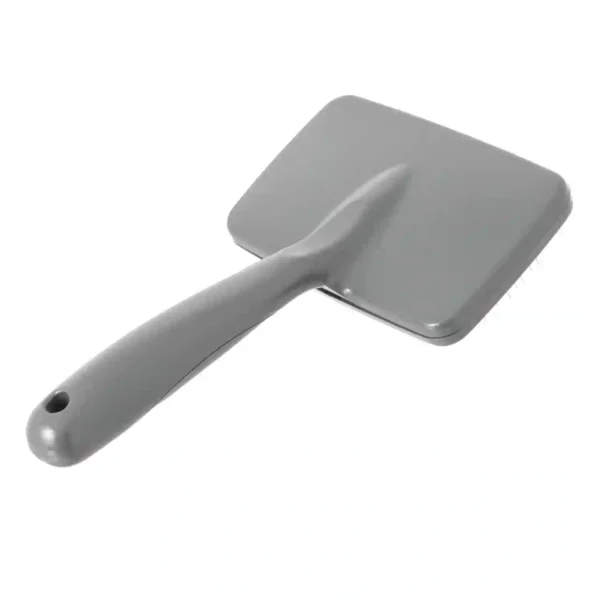 Grey pet grooming brush with handle