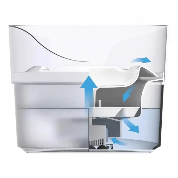 Water dispenser mechanism illustrating airflow direction