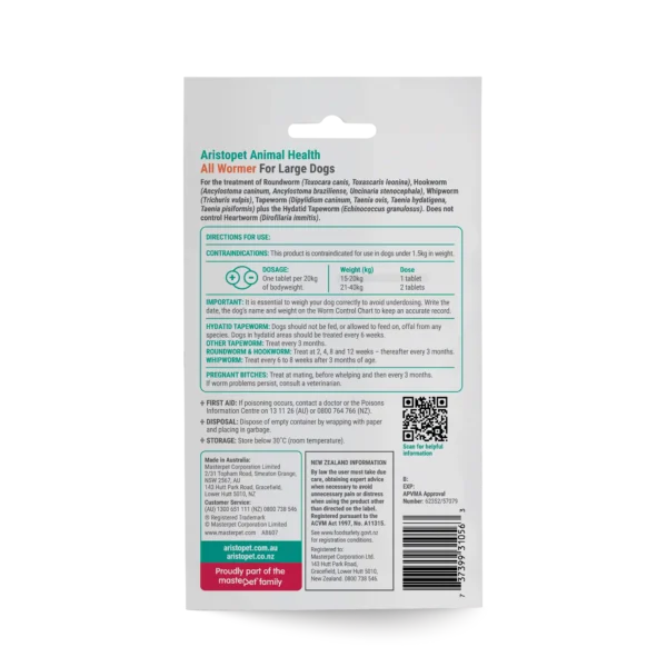 ab607 bc110 e aristopet all wormer lg dog 4pk render back