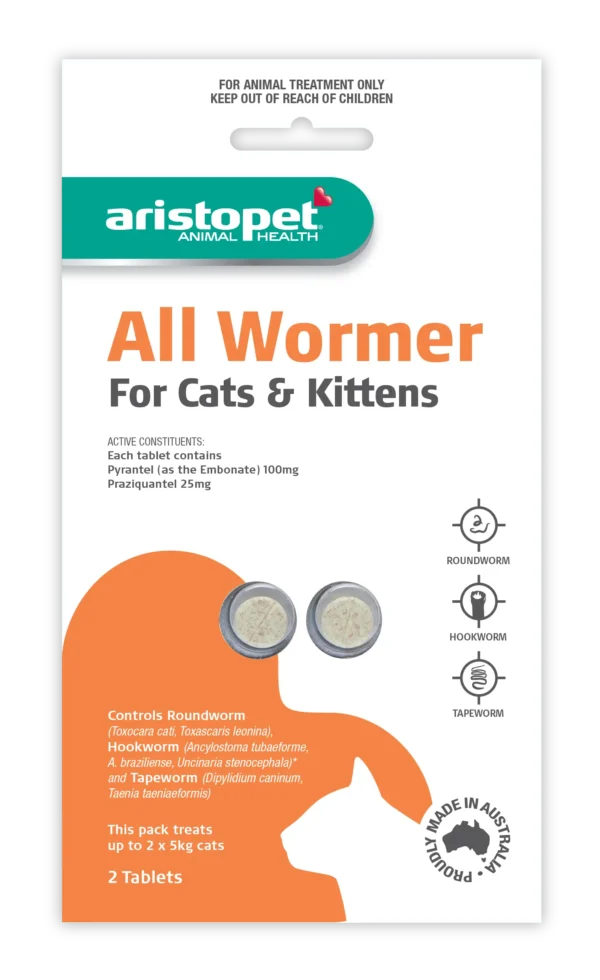 ab767 aristopet all wormer tablets for cats and kittens 2pk fop