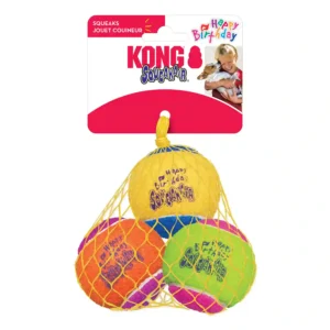 Kong Squeaker dog toy pack with three balls.