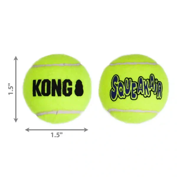 Yellow KONG squeaky tennis balls, 1.5 inches diameter.