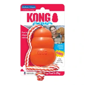 KONG Aqua dog toy with rope and packaging.