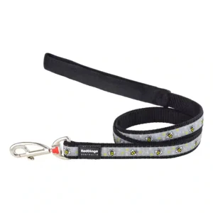 Bee-patterned dog leash with metal clip