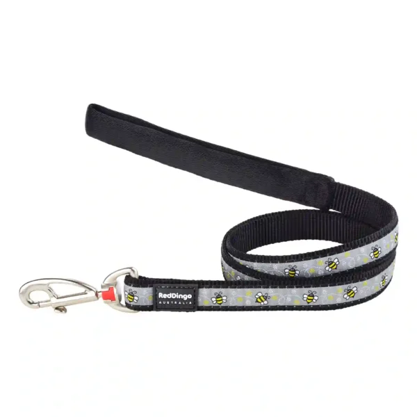 Bee-patterned dog leash with metal clip