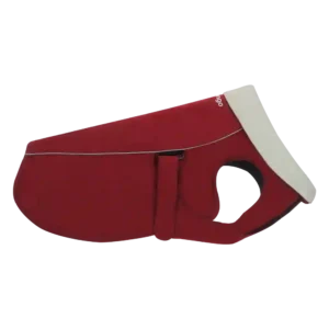 Red dog coat with adjustable strap