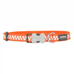 Orange dog collar with white zigzag pattern