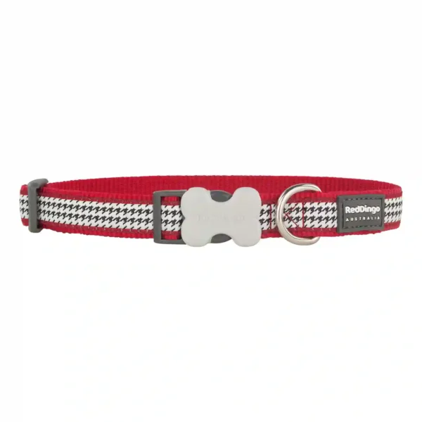 Red and white dog collar with checker pattern