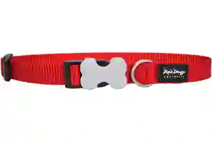 Red dog collar with bone-shaped buckle