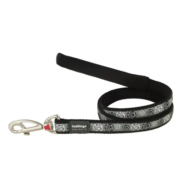 Reflective dog leash with paw prints design