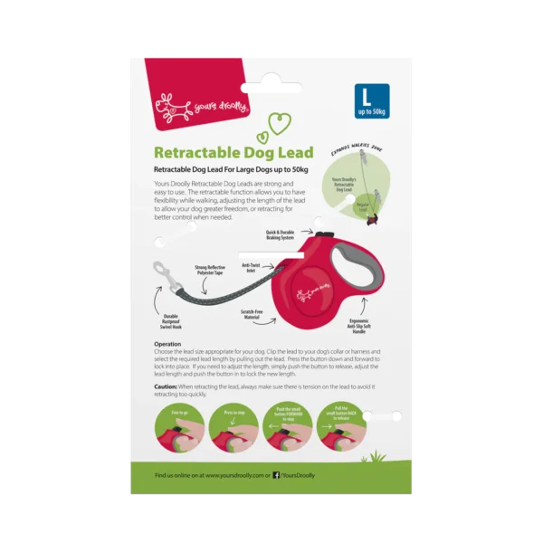 gi542 yd retractable lead lg red back