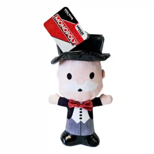 Monopoly man plush toy with hat and tuxedo.
