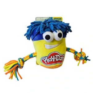 Play-Doh plush dog toy with colorful rope arms.