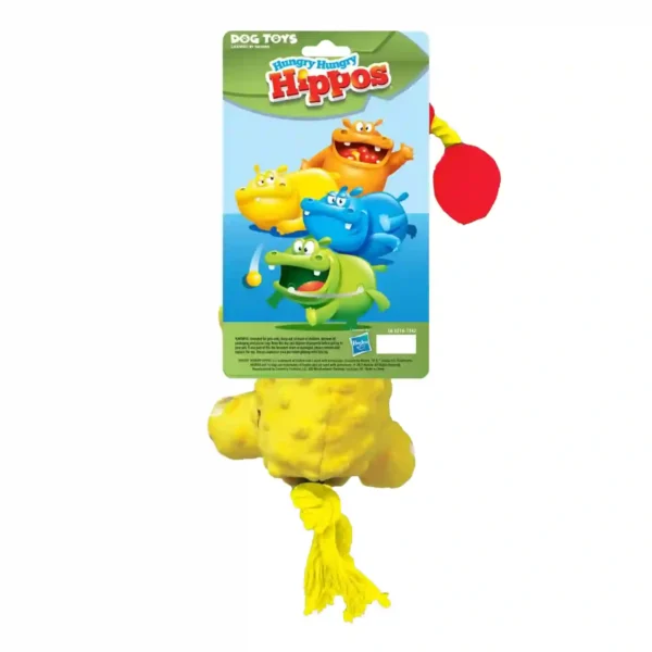 Hungry Hippos dog toy with colorful hippos design.