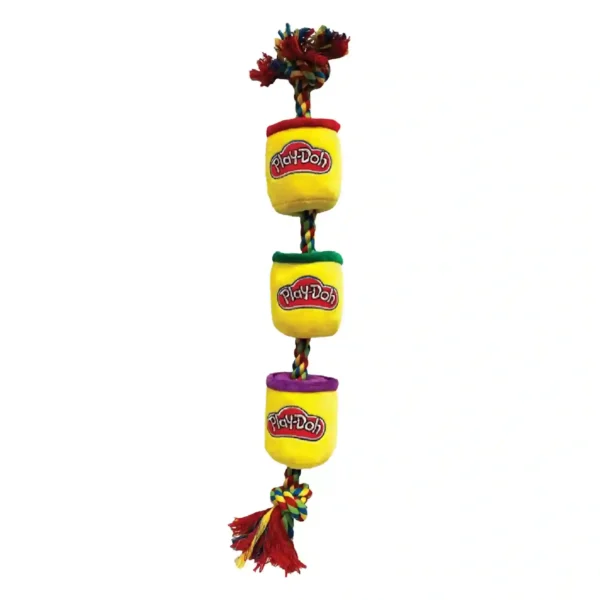 Play-Doh themed rope dog toy with colorful tassels.