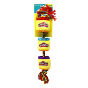 Colorful Play-Doh themed dog toy with rope knots.