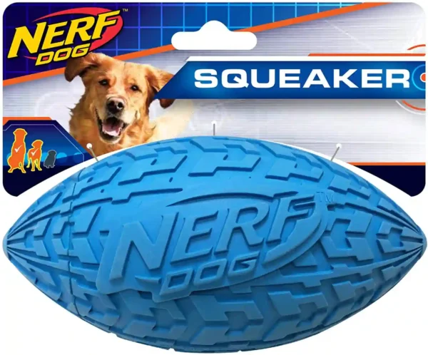 Blue Nerf dog squeaker football toy