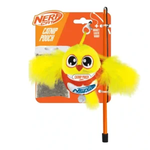 Nerf cat toy with catnip pouch and wand