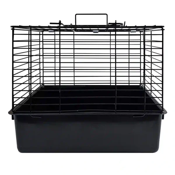 Black metal cage with plastic base