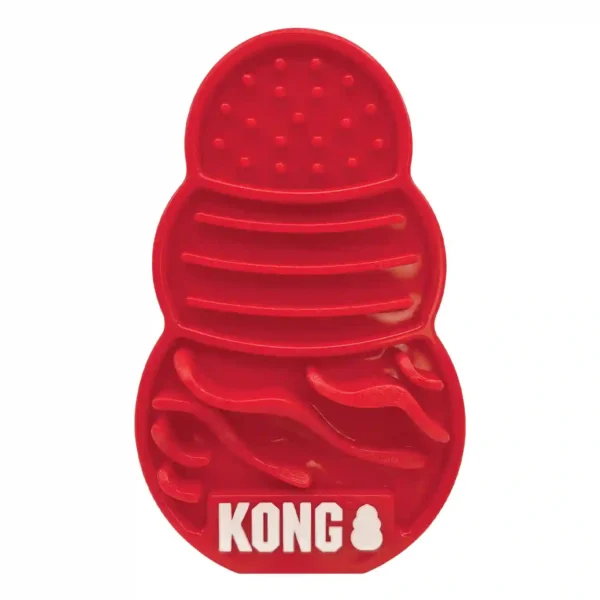 Red KONG dog toy with textured surface