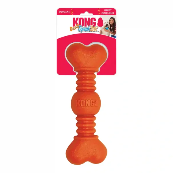 KONG orange dog toy with heart shapes.