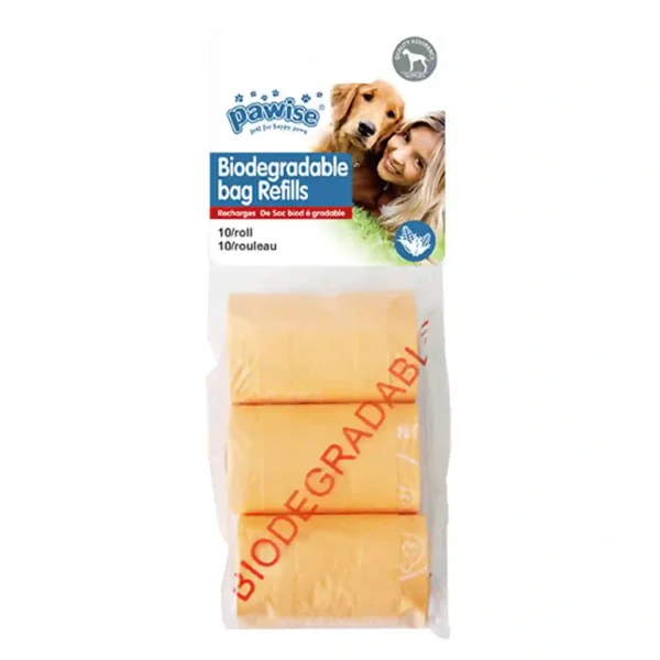 Biodegradable dog waste bag refills package