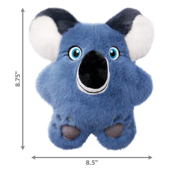 Blue koala plush toy with dimensions 8.75x8.5 inches.