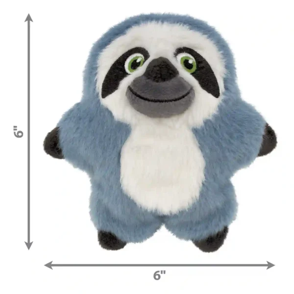 Blue and white plush sloth toy, 6 inches tall.