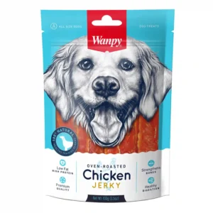 Dog treat chicken jerky packaging front view