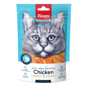 Wanpy chicken jerky strips cat treats packaging