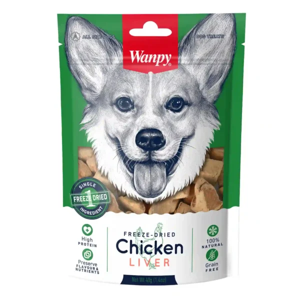 Wanpy freeze-dried chicken liver dog treats package