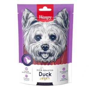 Wanpy duck jerky dog treat package