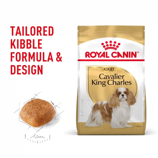 Royal Canin Cavalier King Charles dog food packaging.