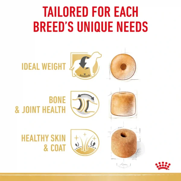 Dog food tailored for breed-specific health needs.